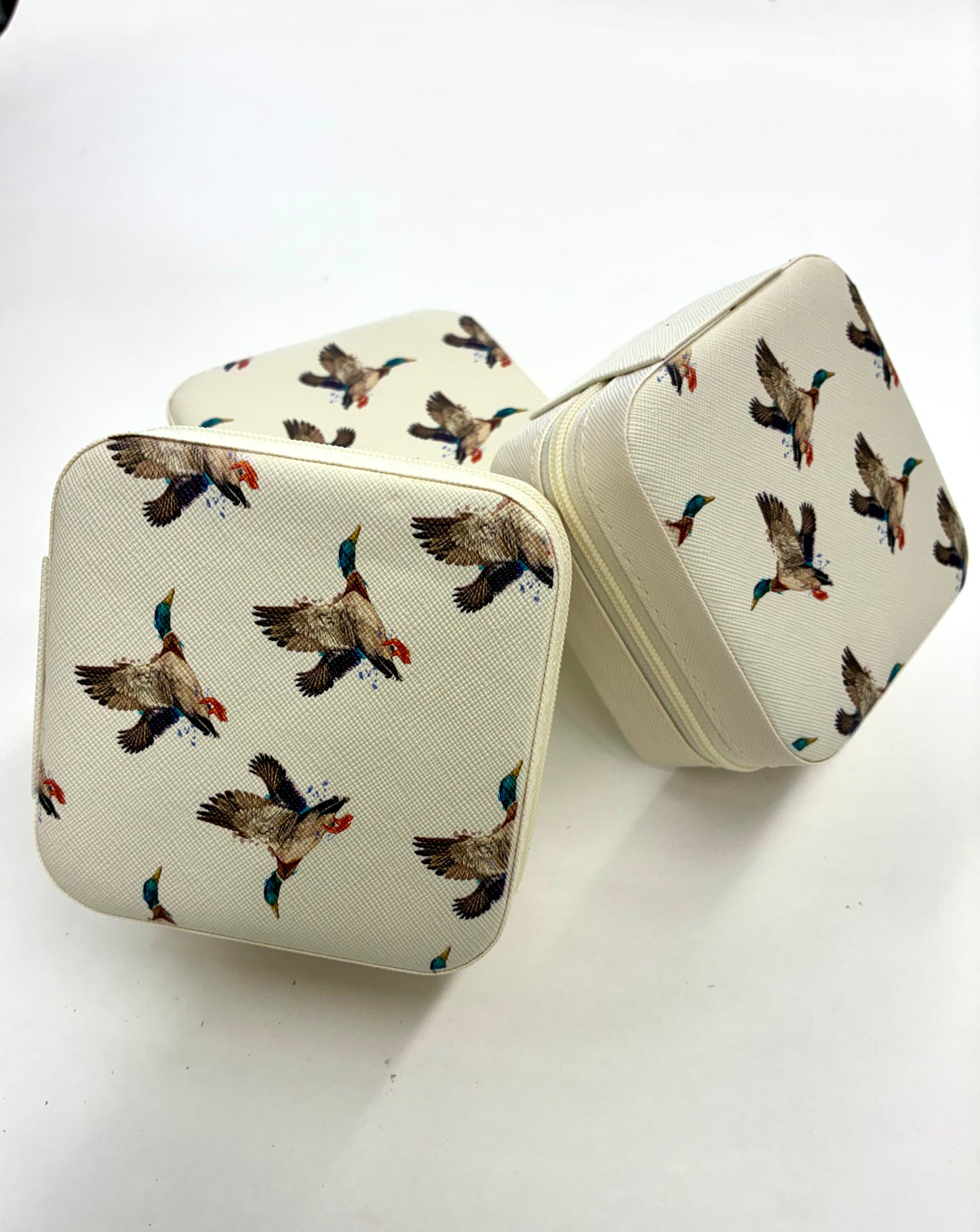 Mallard Duck Square Jewelry Case White & Green