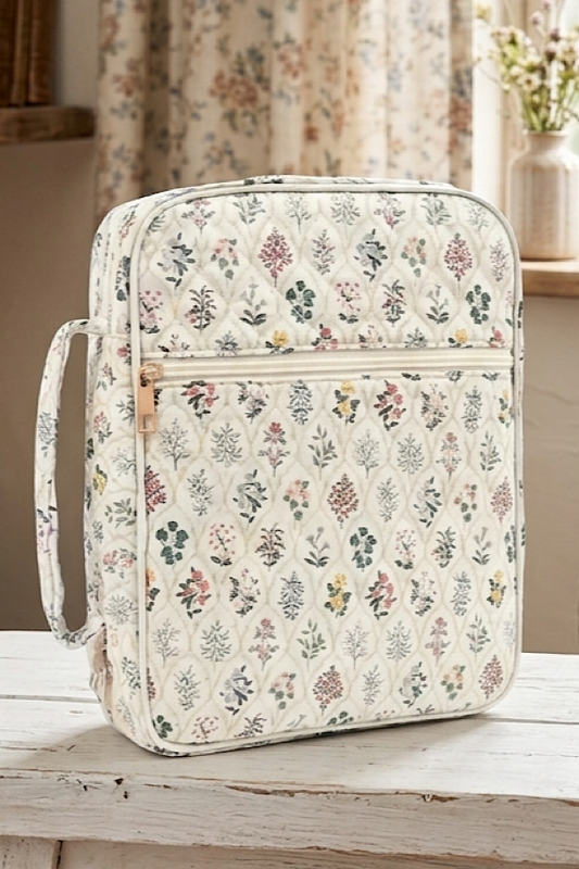 Faith Cream Floral Zipper Bible Cover