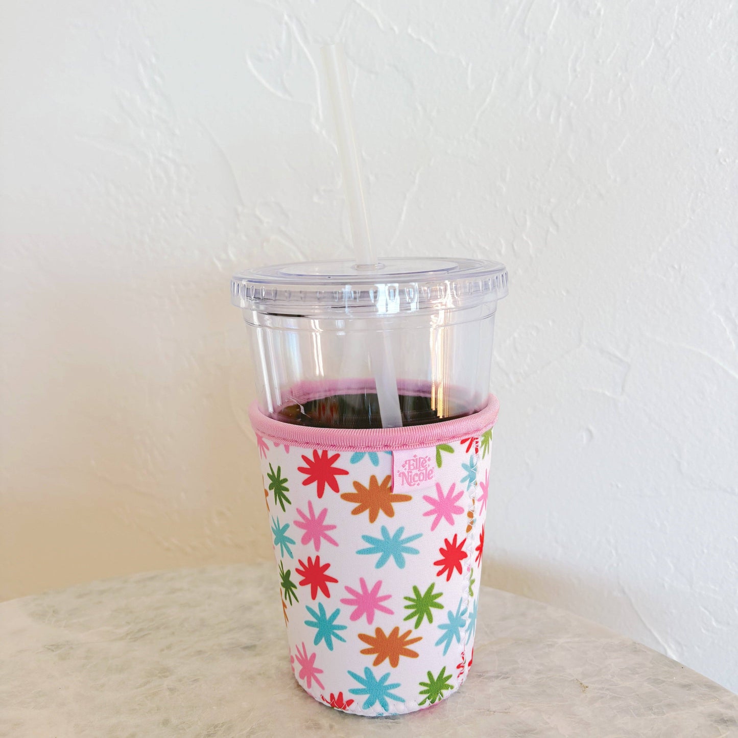 Coffee Cup Cover - Rainbow Stars - Iced Drink Sleeve: Large / 24oz