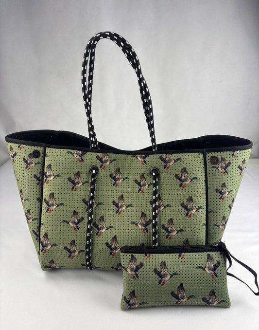 Large Mallard Duck Green Tote
