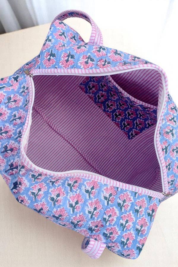 Sybil Blue and Pink Floral Duffle Bag