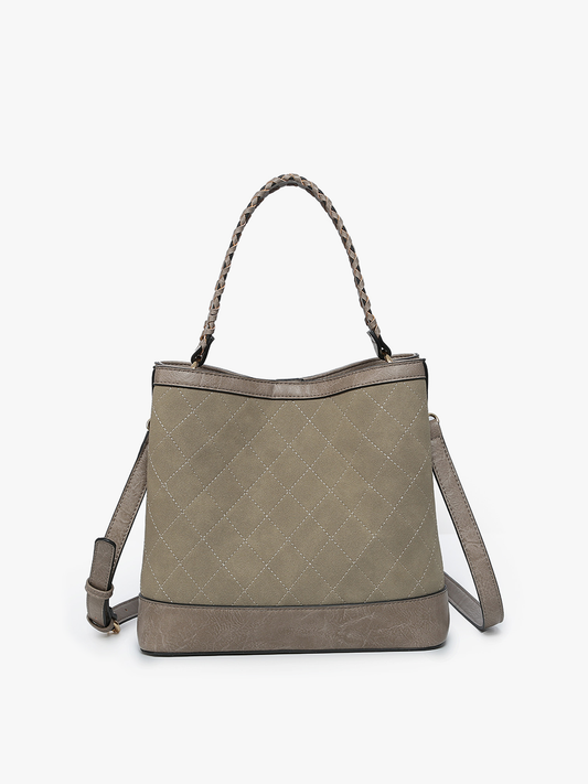Jen & Co. Maude Quilted Satchel: Grey Taupe