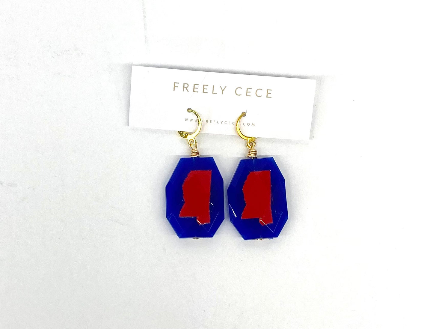 Blue and Red Mississippi Earrings / Ole Miss Rebels