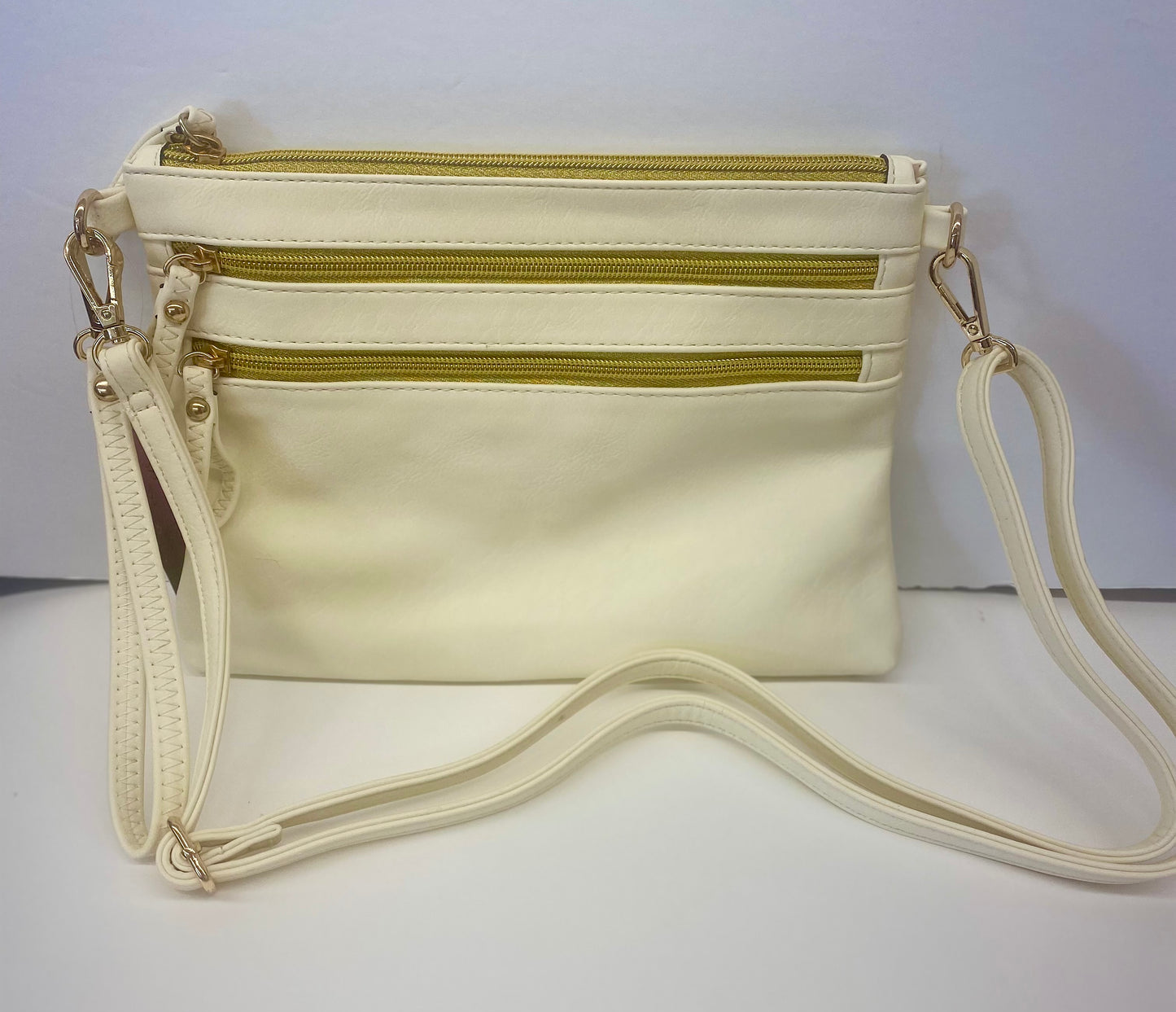 Zip Detail Crossbody/Clutch - White