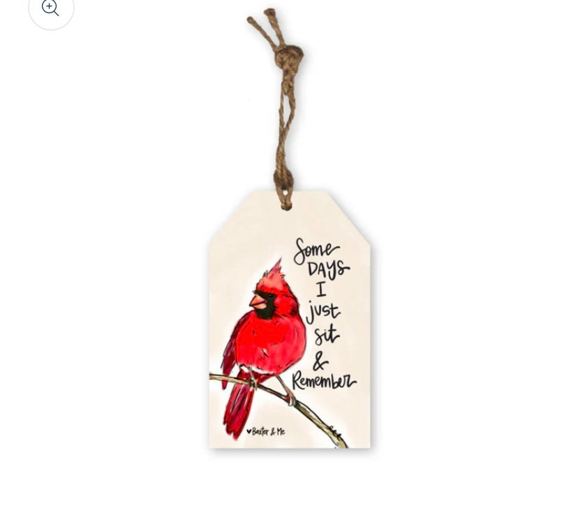 Sit & Remember Cardinal Gift Tag Ornament - Baxter & Me