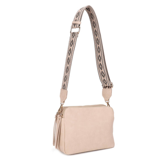 Mila 3 Compartment Crossbody Bag With Guitar Strap