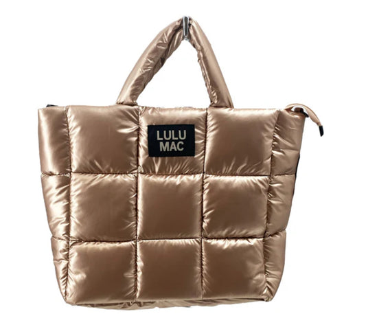 Lulu MAC Large Metallic Puffer Handbag - Pewter