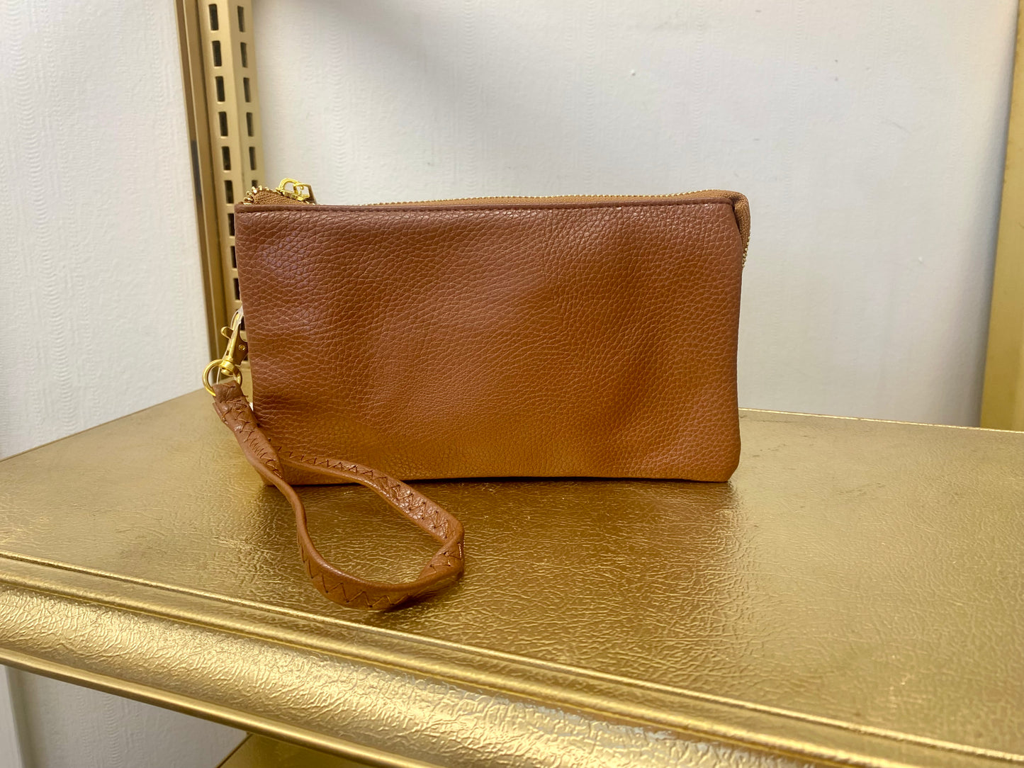 Faux Leather 3-Compartment Wrislet/Crossbody