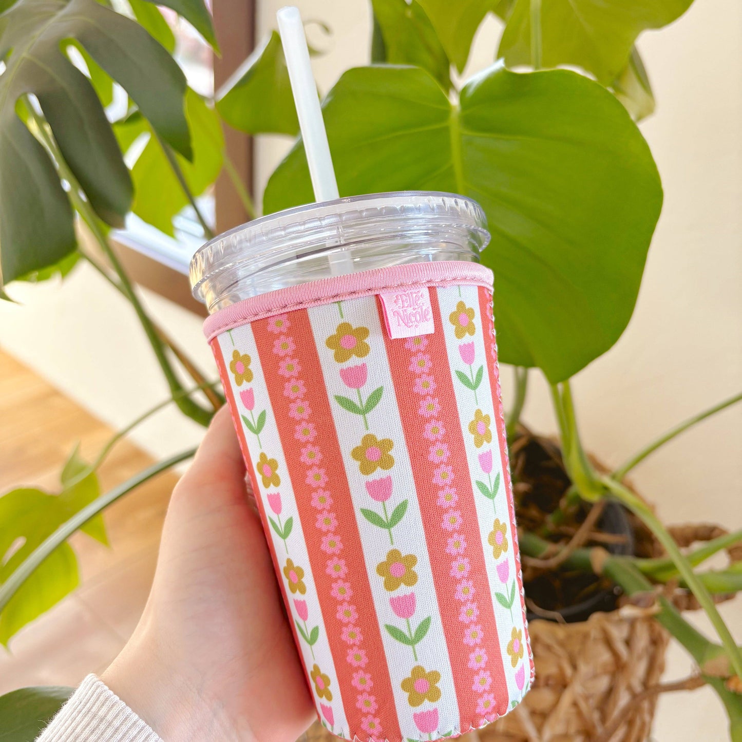 Coffee Cup Cover - Tulip Stripes - Iced Drink Sleeve: Large / 24oz