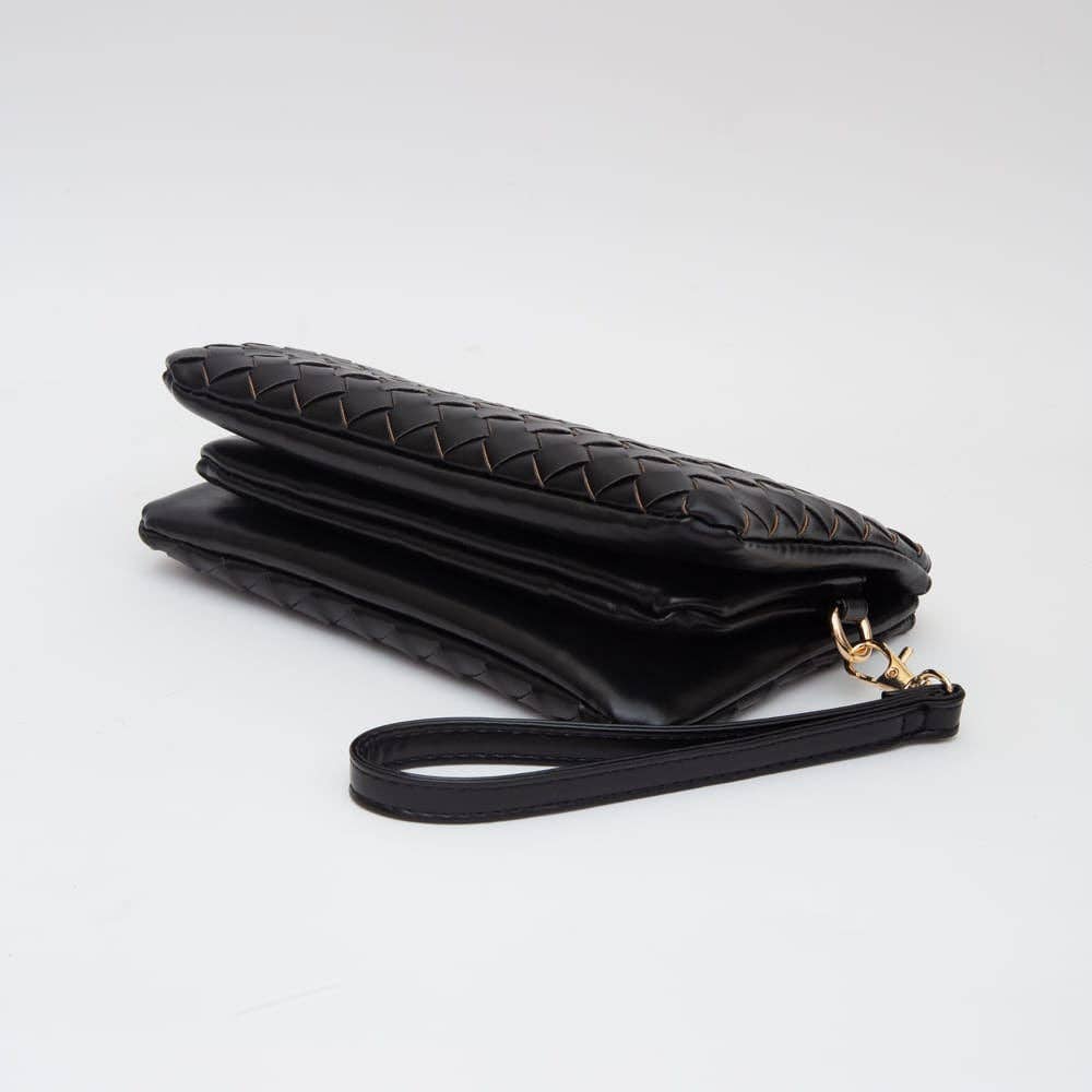 Kate Woven Three Compartment Crossbody Wristlet Bag: Ivory