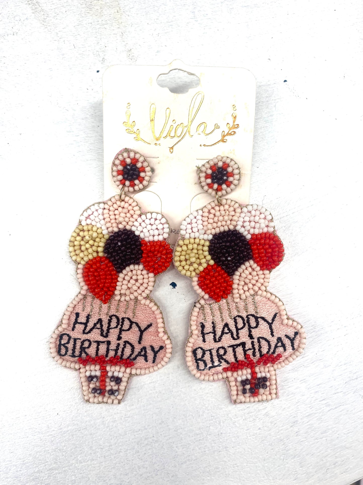 Happy Birthday Hot Air Balloons Seed Bead Earrings