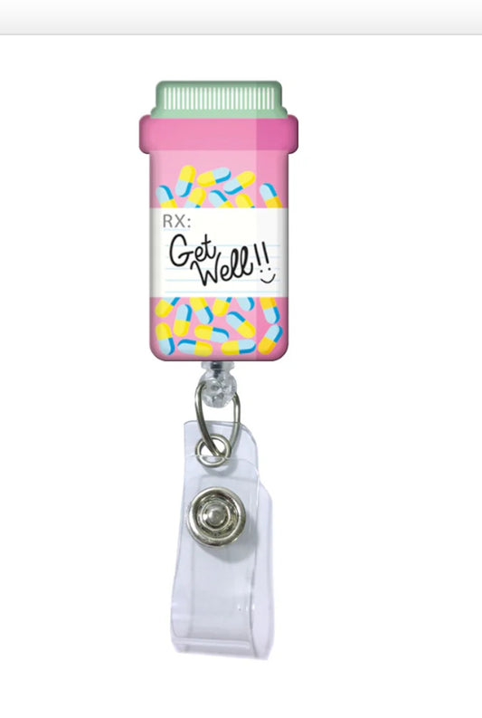 Get Well Pill Bottle - Badge Reel