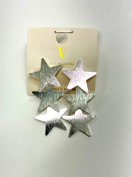 Gold or Silver 3 Star Drop Earrings