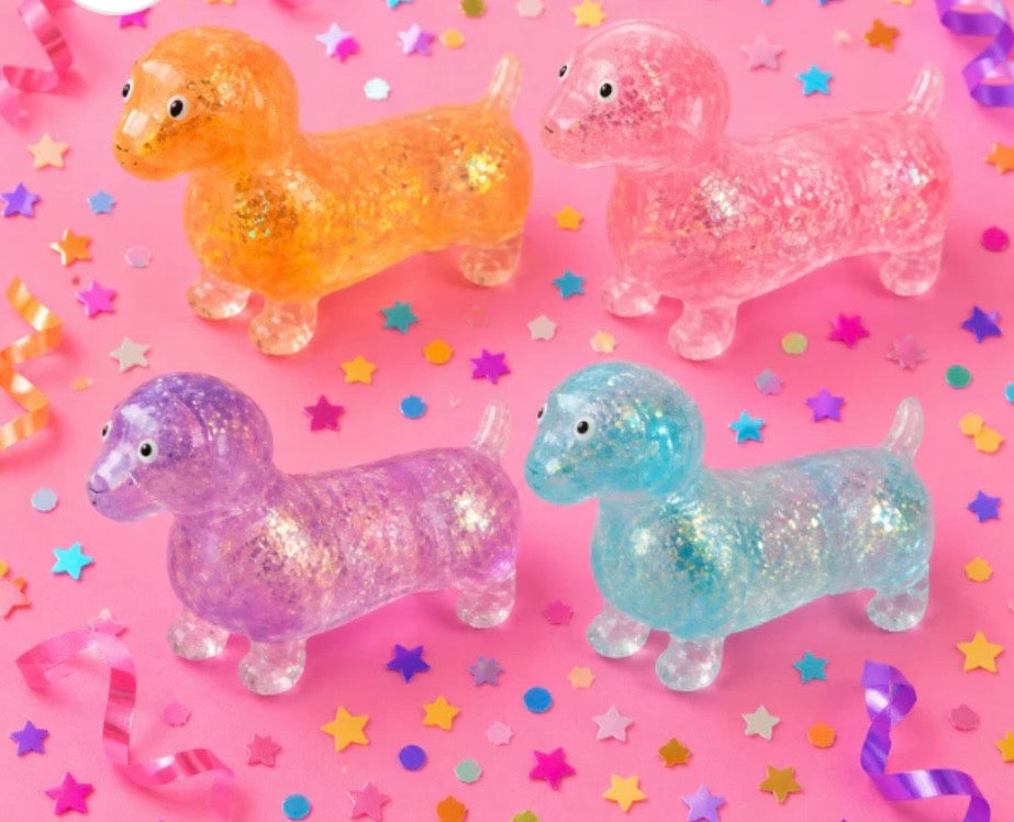 Glitter Weenie Dog Squishy 5” Long