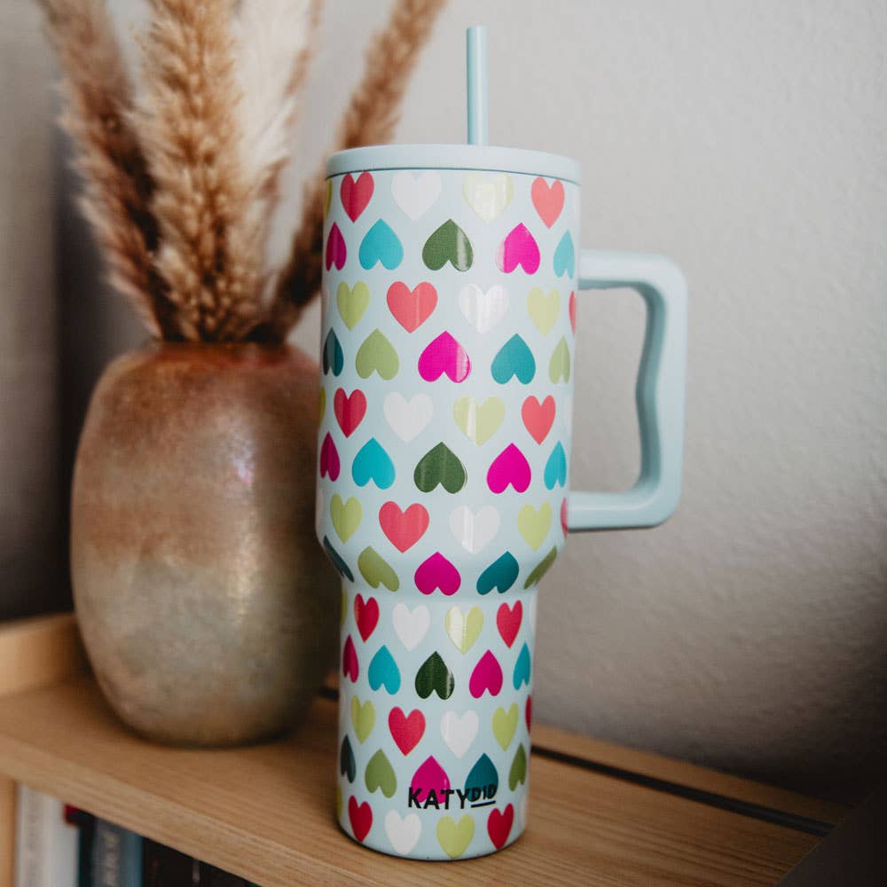 Multicolored Hearts Valentine's Day Mint Tumbler Cup: Mint