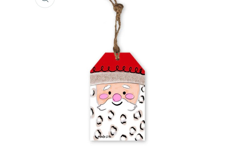 Square Face Santa Gift Tag Ornament - Baxter & Me