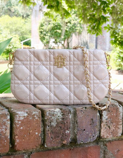 Caroline Hill Livi Quilted Crossbody/Wristlet  Nude