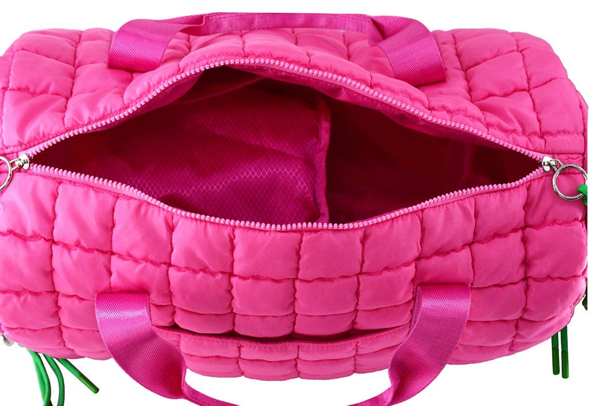 Quilted Puffer Weekender/Duffel Bag: Black