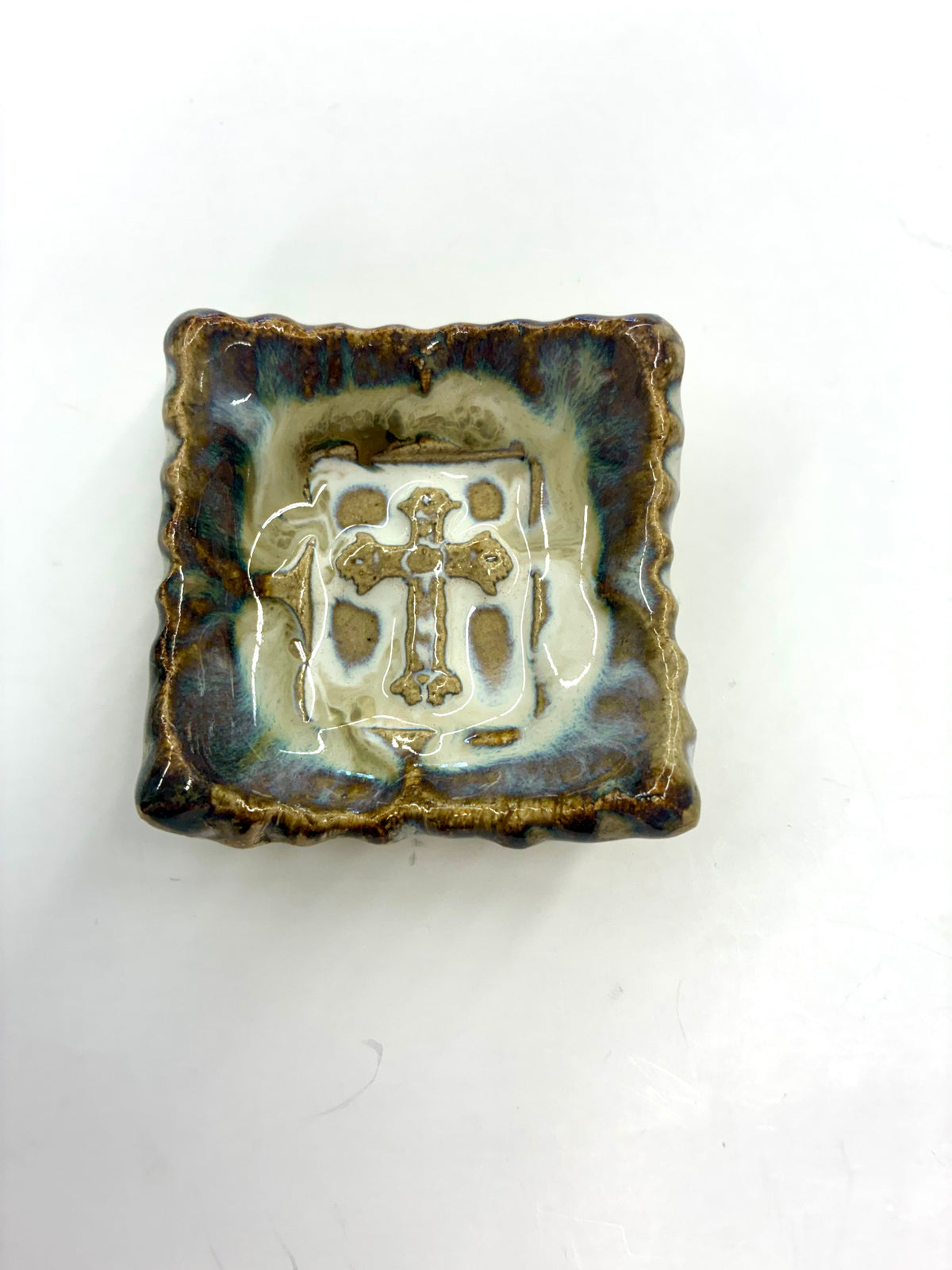 Tiny Square Cross Dish 2.5” - Tab Boren Pottery