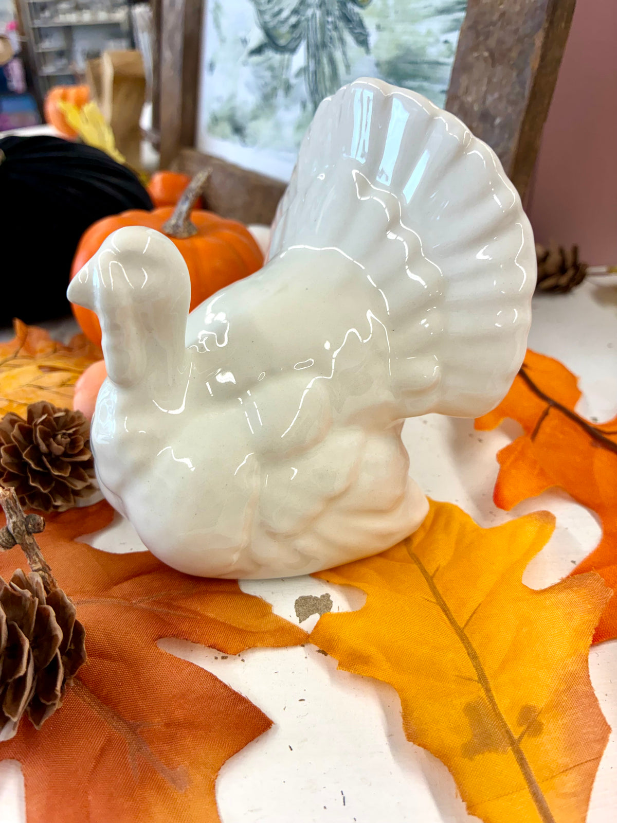 Small White Ceramic Turkey
