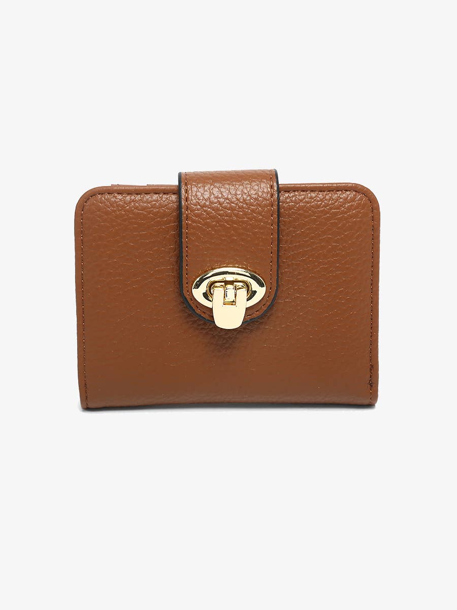 Margot Wallet w/ Twist Lock Closure: Brown