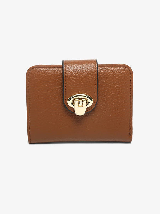 Margot Wallet w/ Twist Lock Closure: Brown