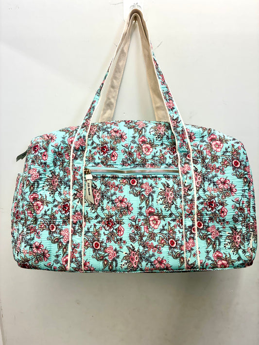 Turquoise Floral Quilted Weekender Tote Bag
