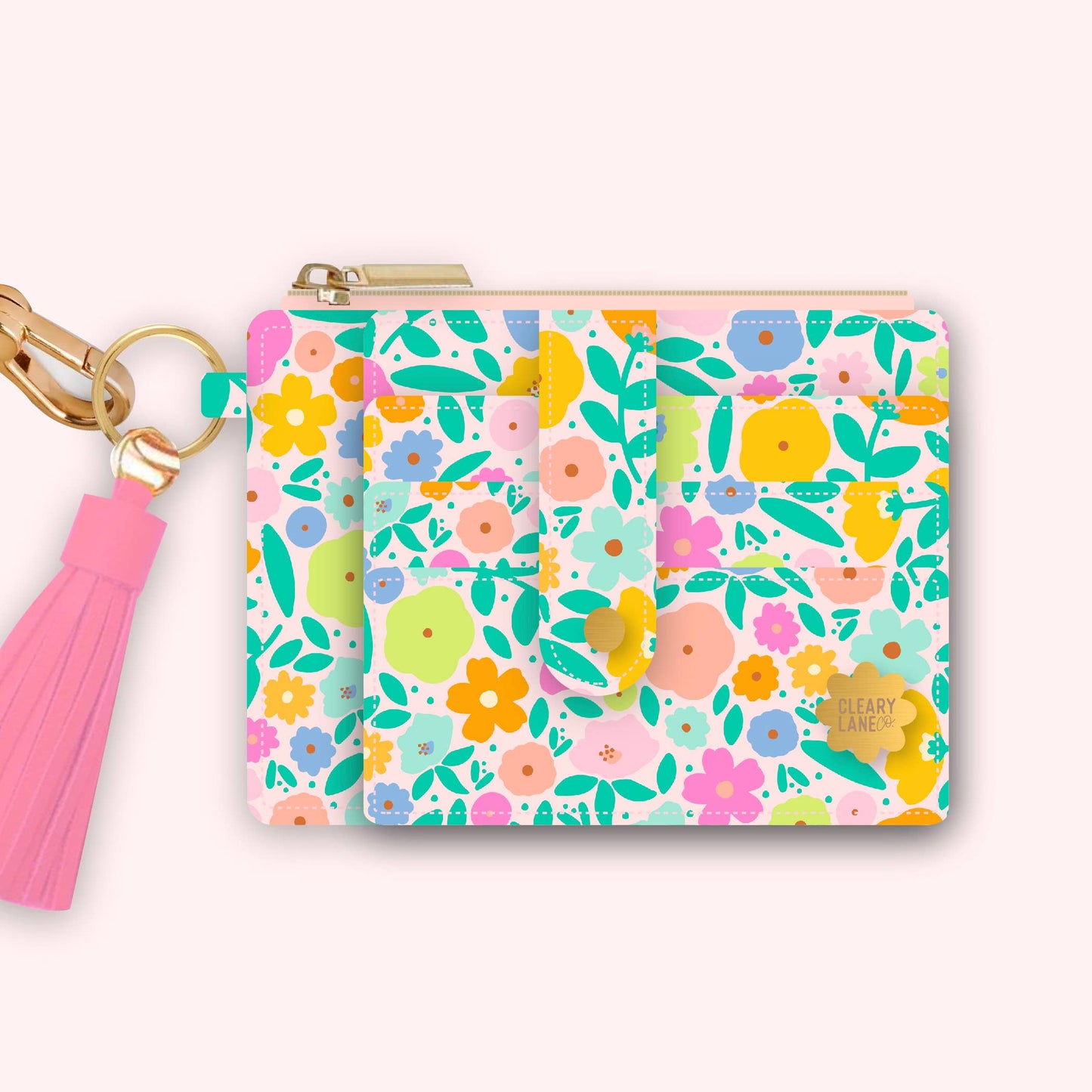 Wallet Keychain | Blush Rainbow Meadows