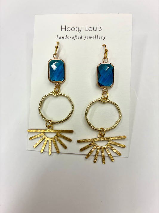 Turquoise & Gold Drop Sunburst Earrings