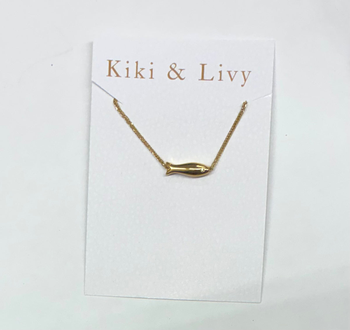Gold Fish with Stone Eye Necklace