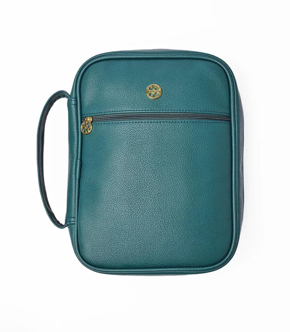 Bible Cover / Dark Green Faux Leather - Mary Square