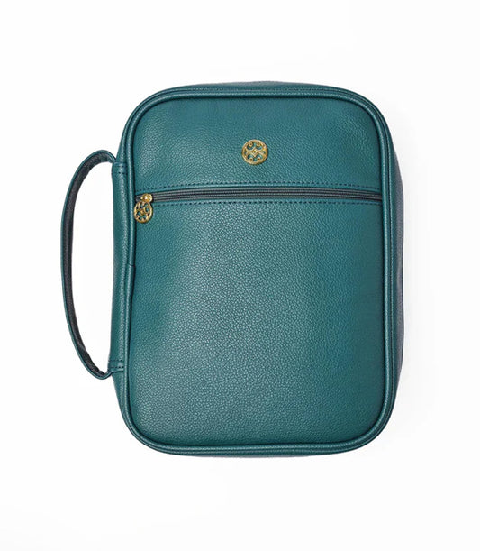 Bible Cover / Dark Green Faux Leather - Mary Square
