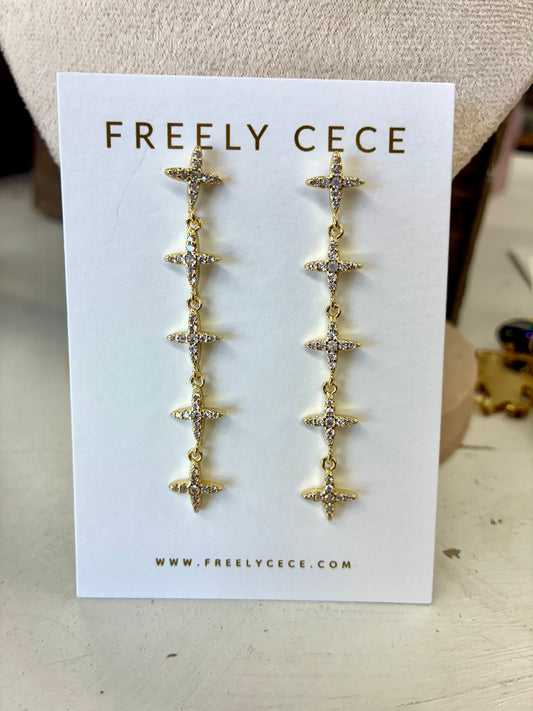 Dance Rhinestone Cross Earrings