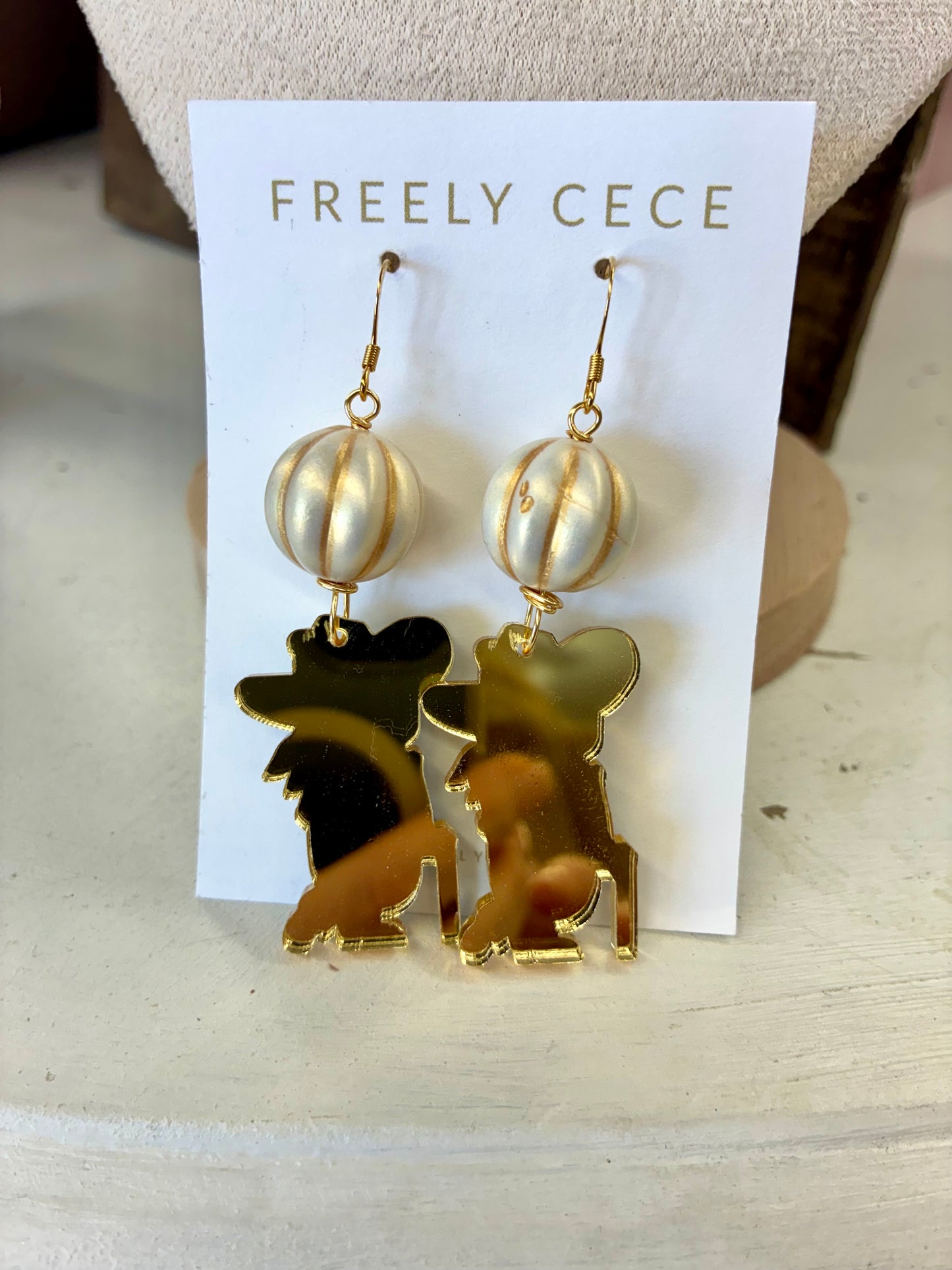 Gold Colonel Rebel Earrings with Pearl & Gold Stone
