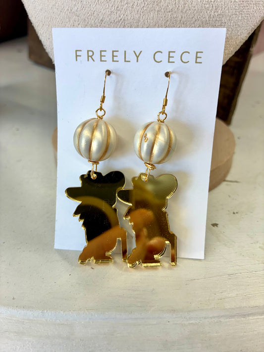 Gold Colonel Rebel Earrings with Pearl & Gold Stone