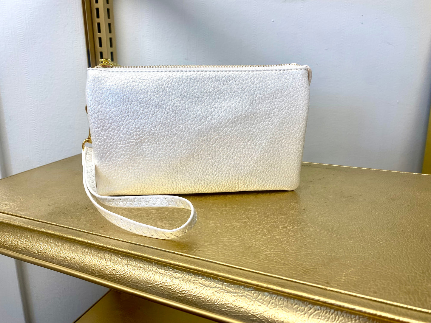 Faux Leather 3-Compartment Wrislet/Crossbody