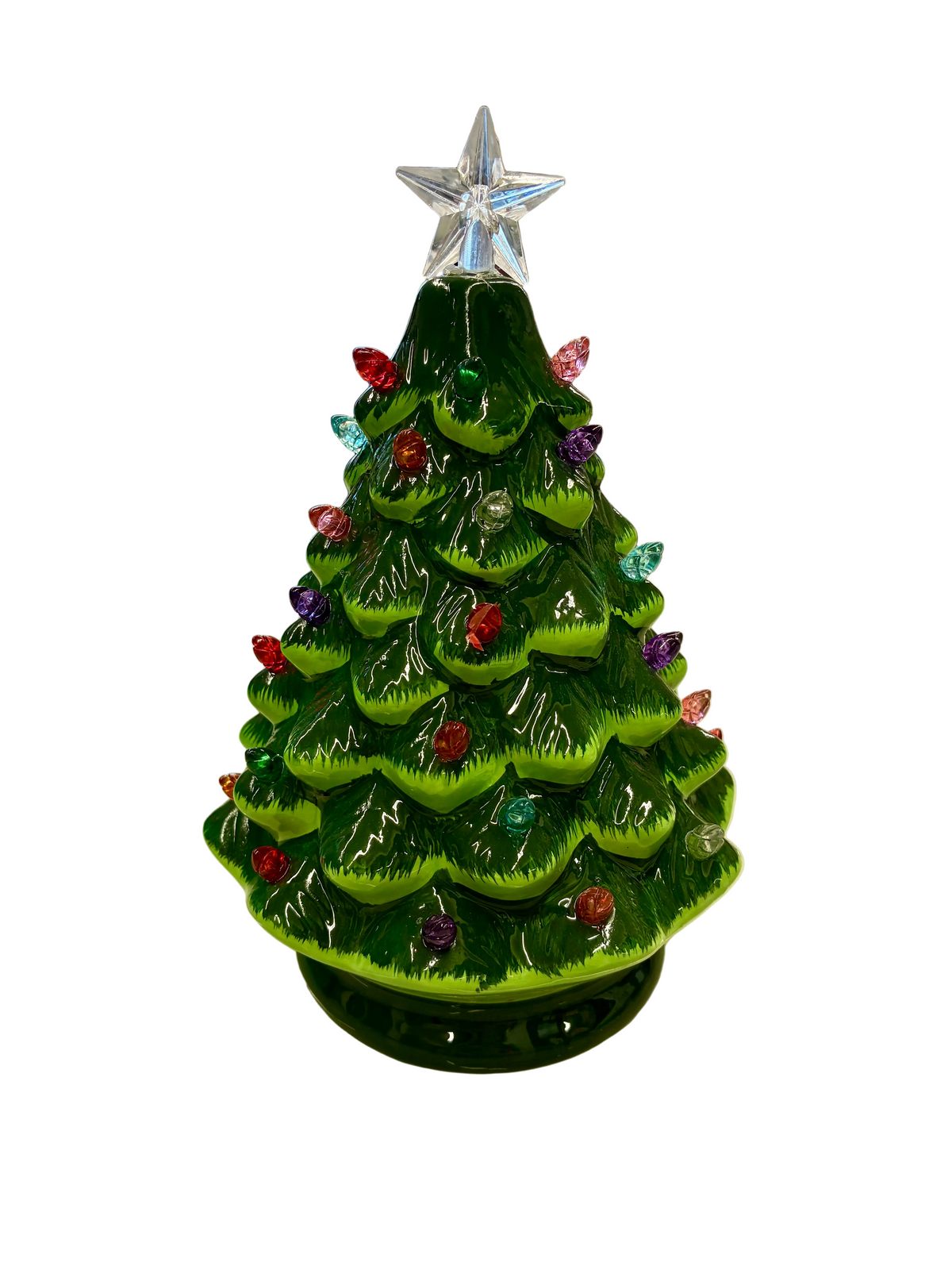 Green Ceramic Christmas Tree w/ Multi Color Lights