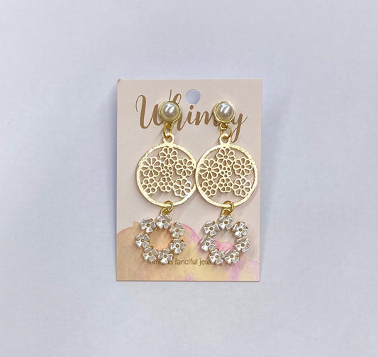 Pearl & Flower Dangle Earrings / Whimsy Jewels
