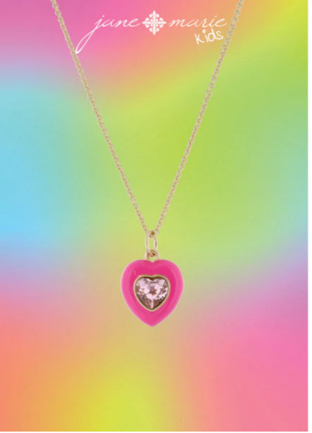 Pink Heart Gem Necklace / Jane Marie