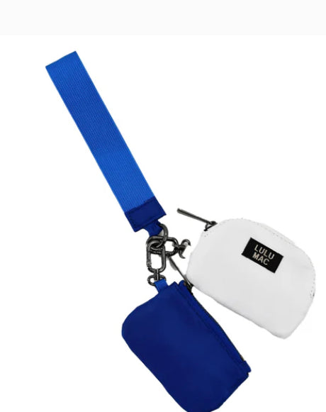 LULU MAC Royal Blue/White Double Pouch Wristlets