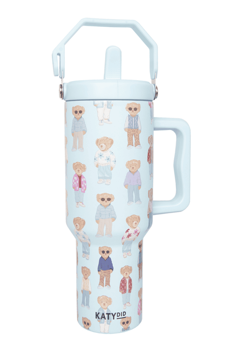 Fall Bears Pattern Stainless Steel Tumbler: Mint