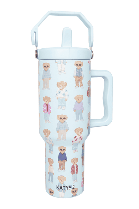 Fall Bears Pattern Stainless Steel Tumbler: Mint