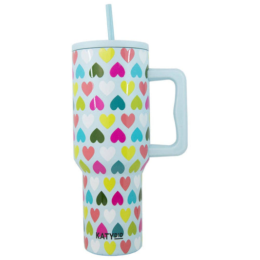 Multicolored Hearts Valentine's Day Mint Tumbler Cup: Mint