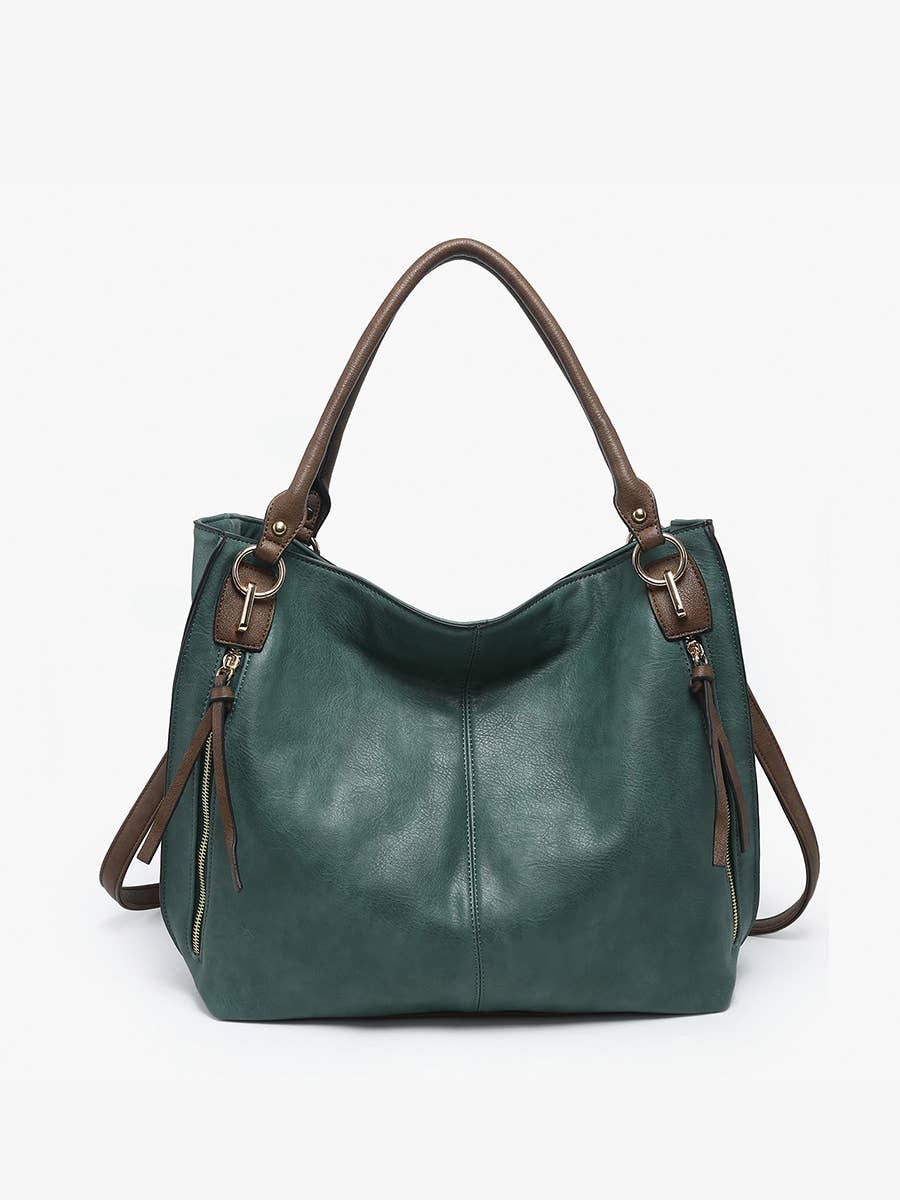 Connar Distressed Side Pocket Tote: Peacock