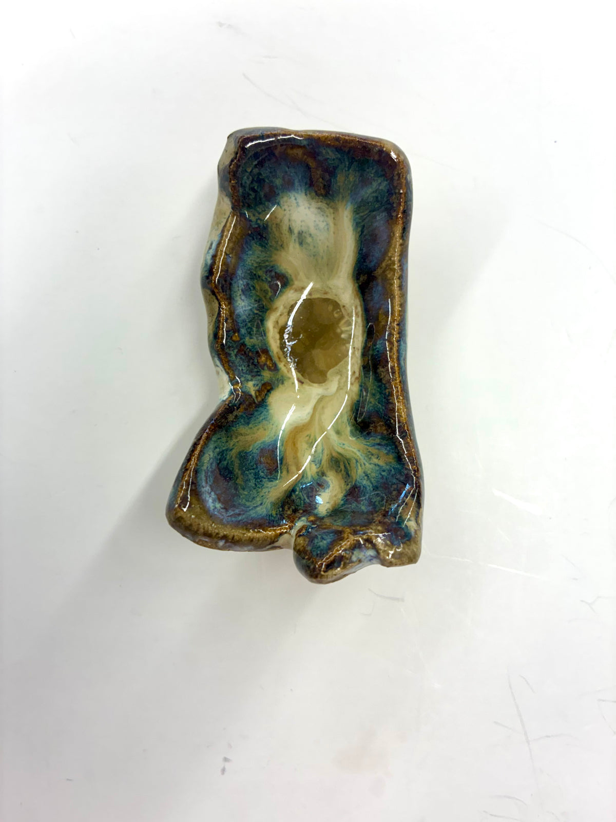Tiny MS State Shaped Dish 3.5” Long - Tab Boren Pottery #122 Colors will vary