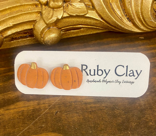 Ruby Clay Polymer Clay Pumpkin Studs