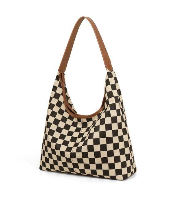 Gina Hobo Shoulder Bag: Brown Checkered