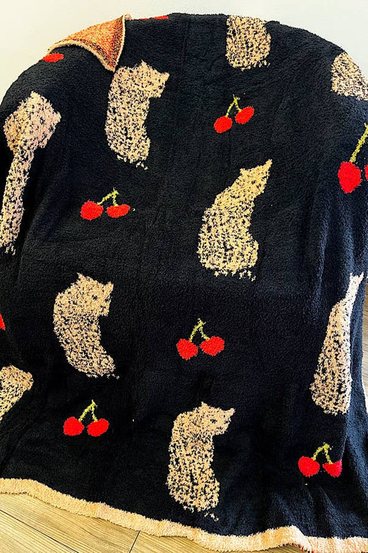 Cheetah with Cherries Luxury Blanket