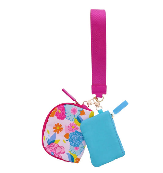 In Full Bloom Wristlet Floral Print Clutch with Detachable Strap