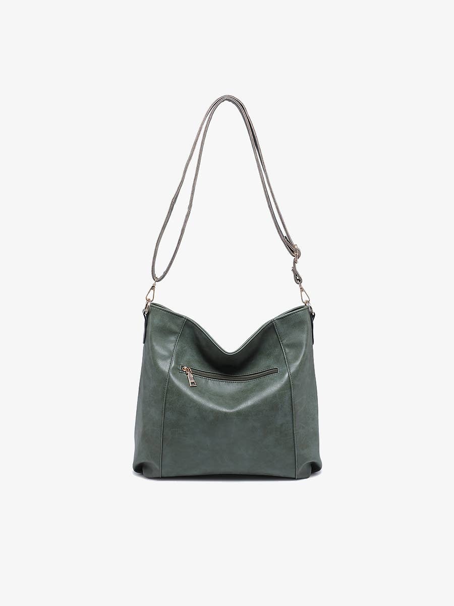 Mina Distressed Hobo Bag: Black/Brown   Jen & Co.